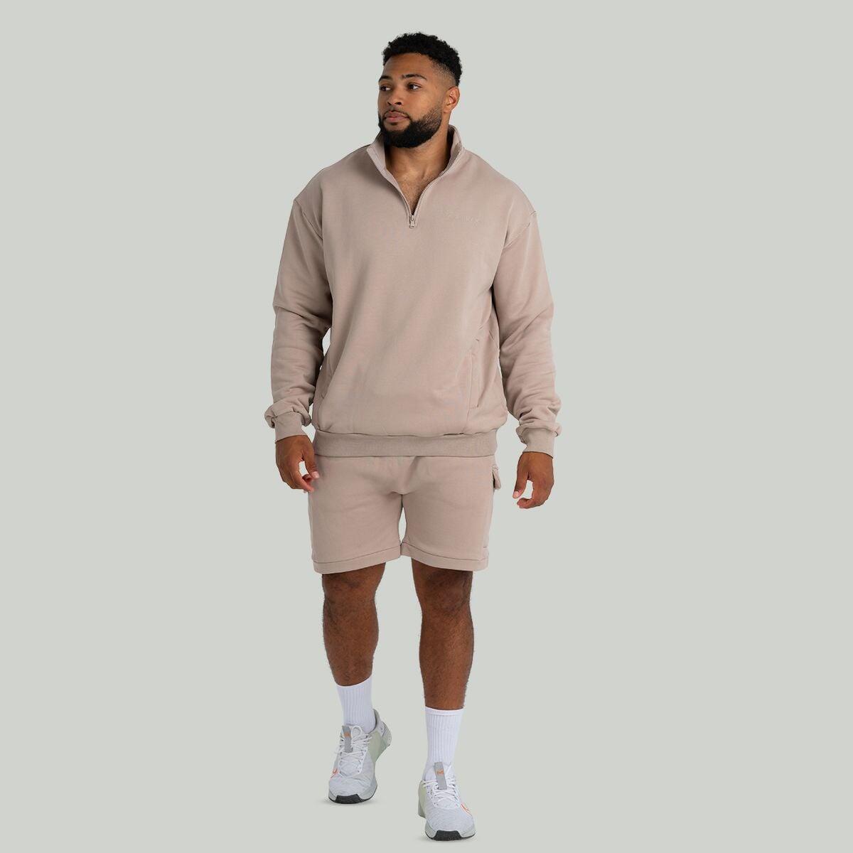 Uomo fitness felpa con mezza cerniera traspirante Taupe 5/6