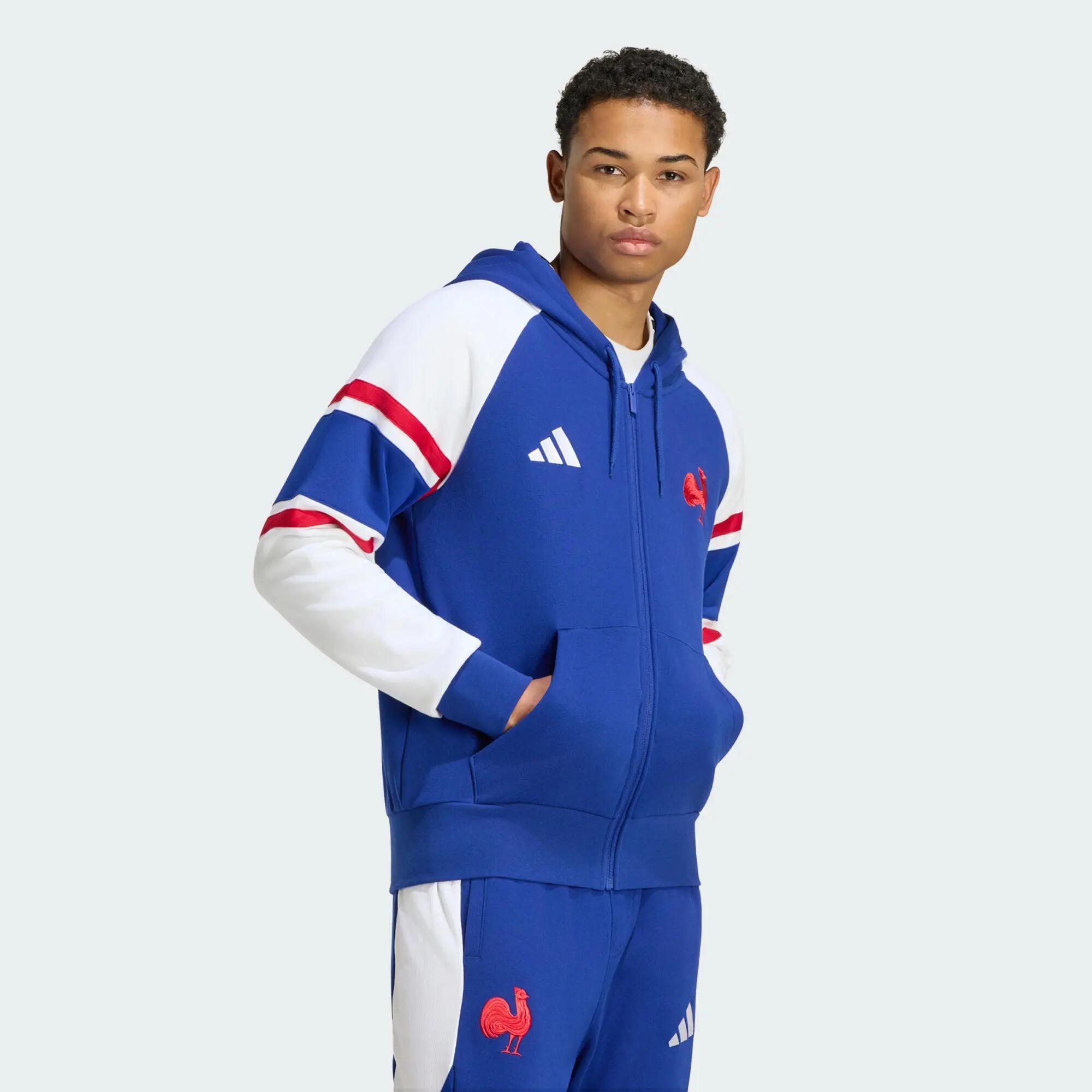 Bluza z kapturem Francja Rugby Travel z suwakiem na całej długości 2/5