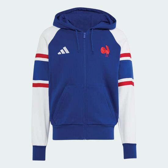 Frankreich Rugby Travel Kapuzenjacke, durchgehender Reißverschluss