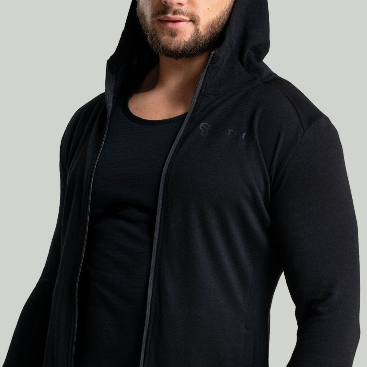 Uomo felpa con cappuccio nera MERINO I 2/4