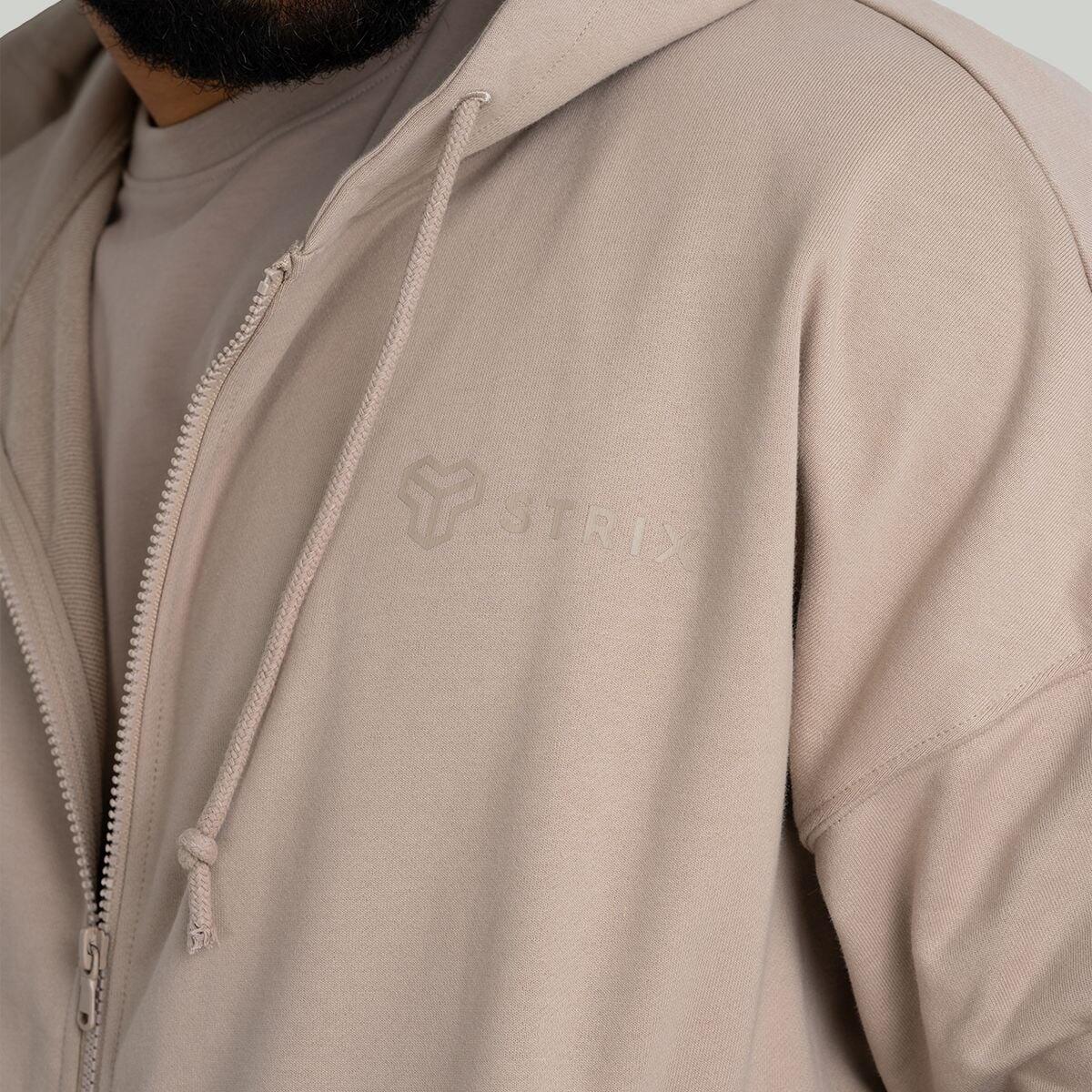 Uomo fitness felpa con cappuccio e zip traspirante Taupe 2/6