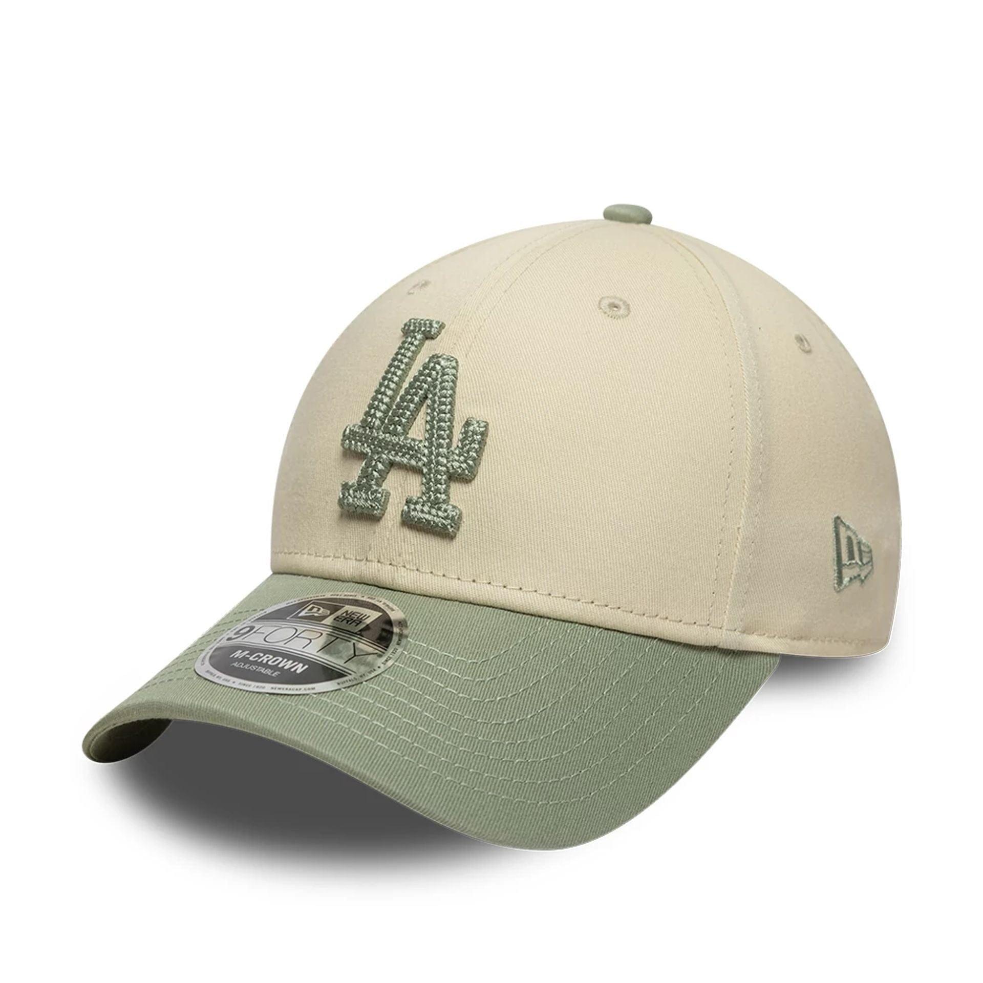 New Era 9FORTY Cap MLB Los Angeles Dodgers Side Script hellbeige/pastel grün 3/6