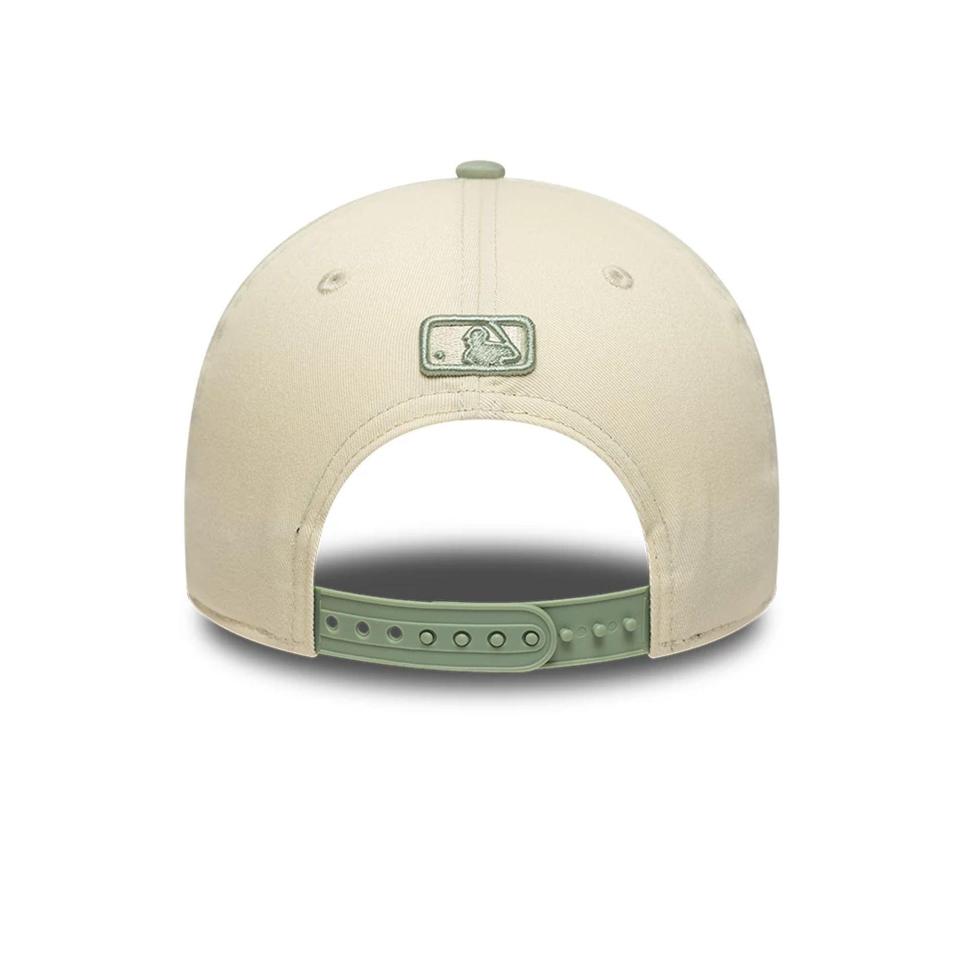 New Era 9FORTY Cap MLB Los Angeles Dodgers Side Script hellbeige/pastel grün 5/6