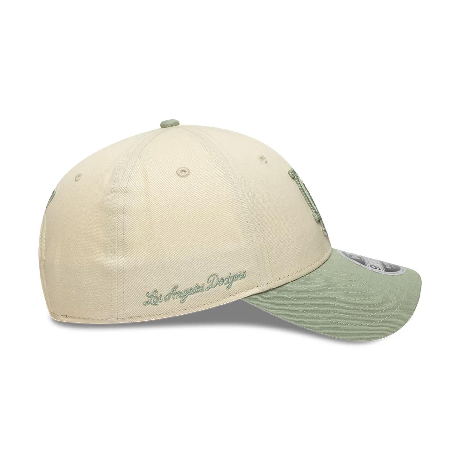New Era 9FORTY Cap MLB Los Angeles Dodgers Side Script hellbeige/pastel grün 4/6