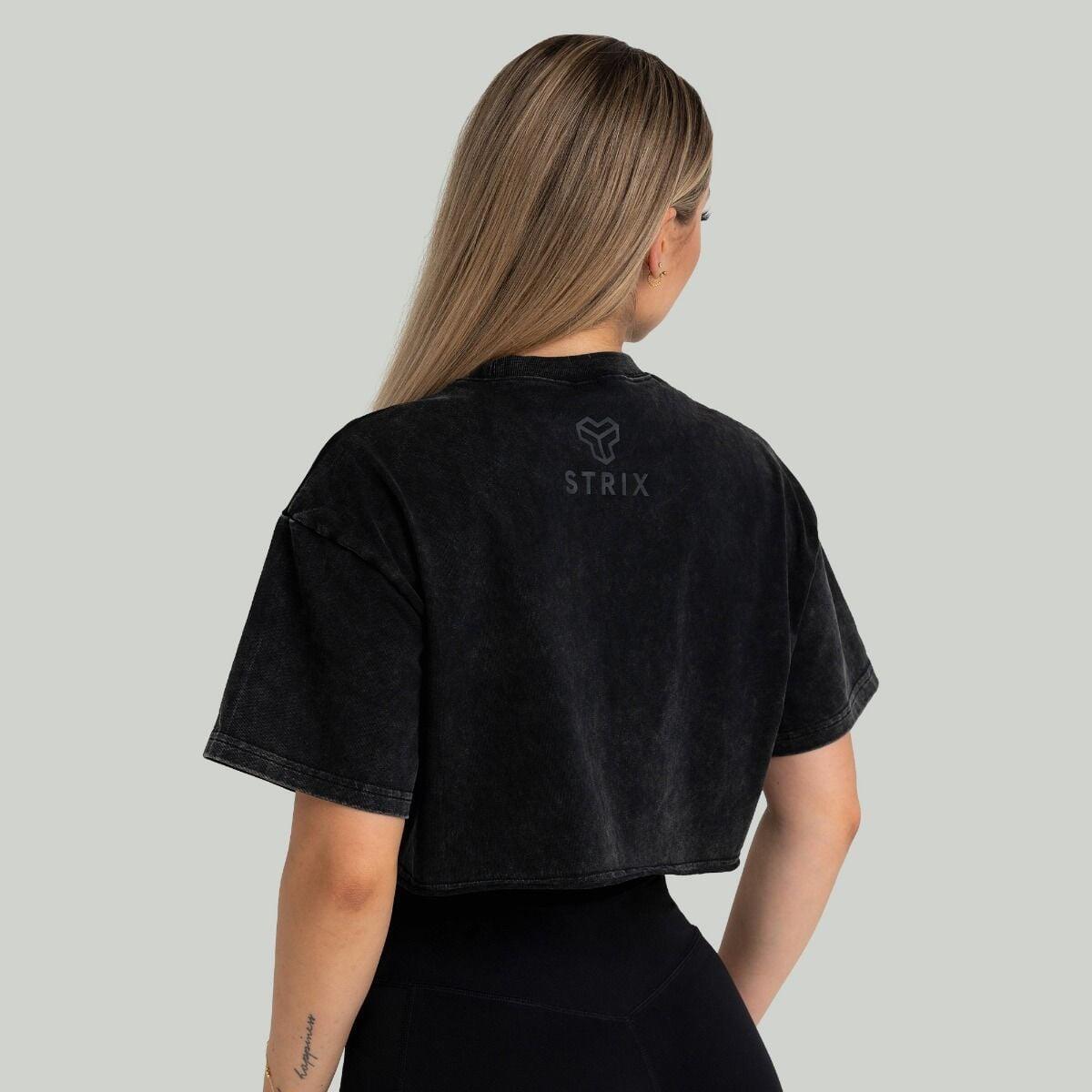Donna crop top traspirante nero 3/6