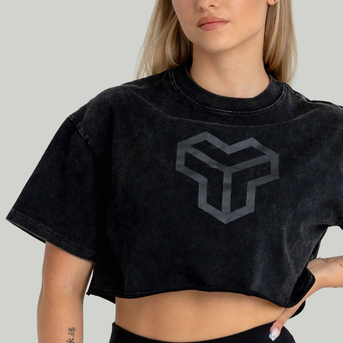 Donna crop top traspirante nero 2/6