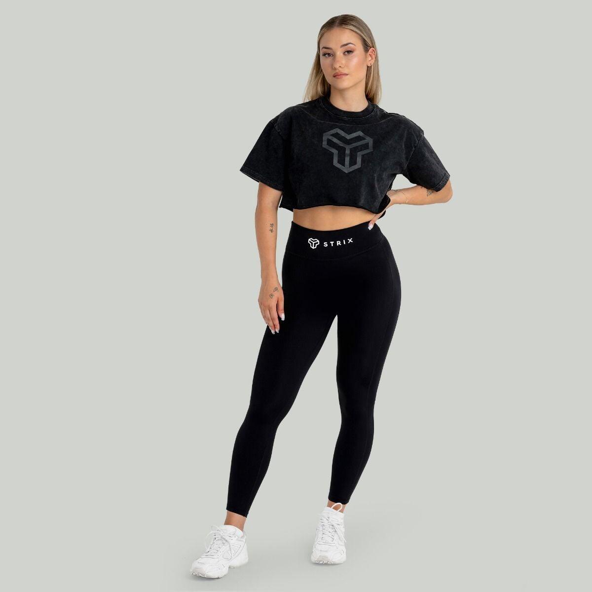 Donna crop top traspirante nero 5/6