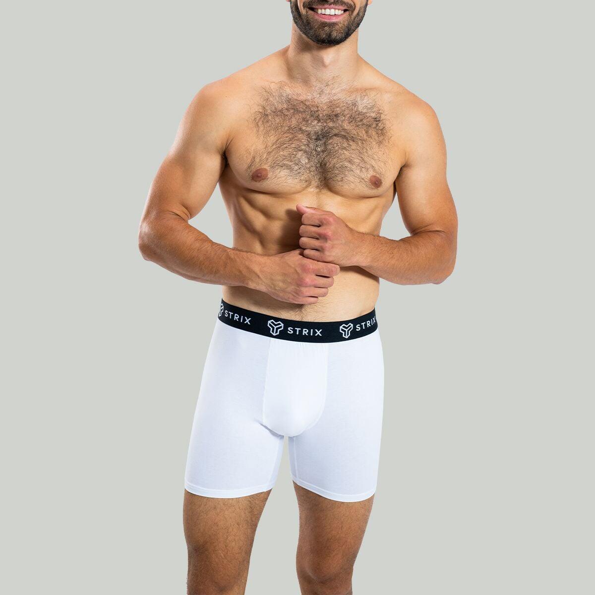 Uomo fitness boxer lunghi traspiranti bianchi Essential 3/7