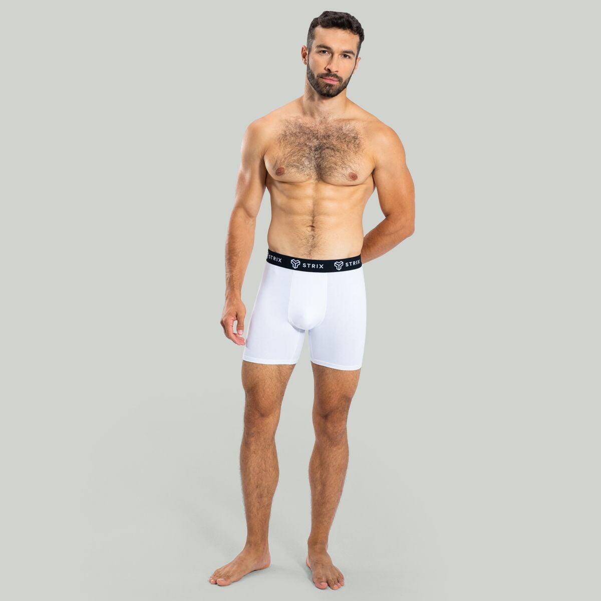 Uomo fitness boxer lunghi traspiranti bianchi Essential 5/7