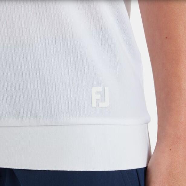 Polo de golf Footjoy en maille pour femme, blanc 3/5