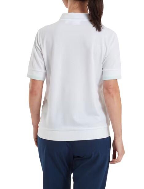 Polo de golf Footjoy en maille pour femme, blanc 2/5