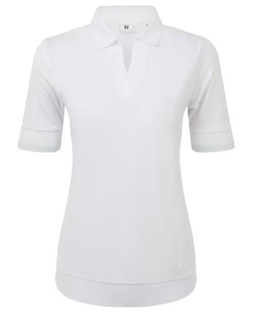 Polo de golf Footjoy en maille pour femme, blanc 4/5