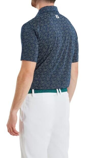 Polo Golf Footjoy Wingtip Floral Lisle Hombre Azul Marino 2/5