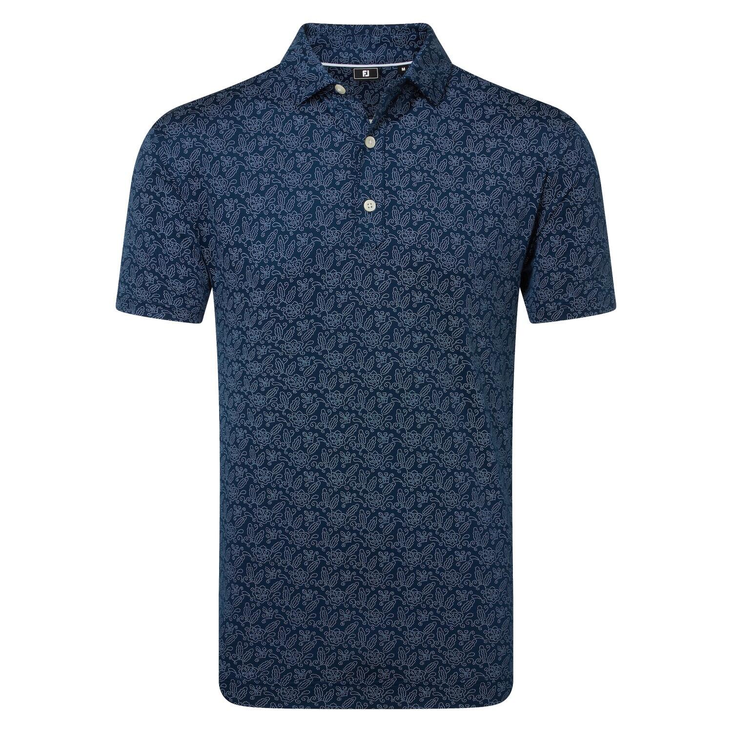 Polo Golf Footjoy Wingtip Floral Lisle Hombre Azul Marino 4/5