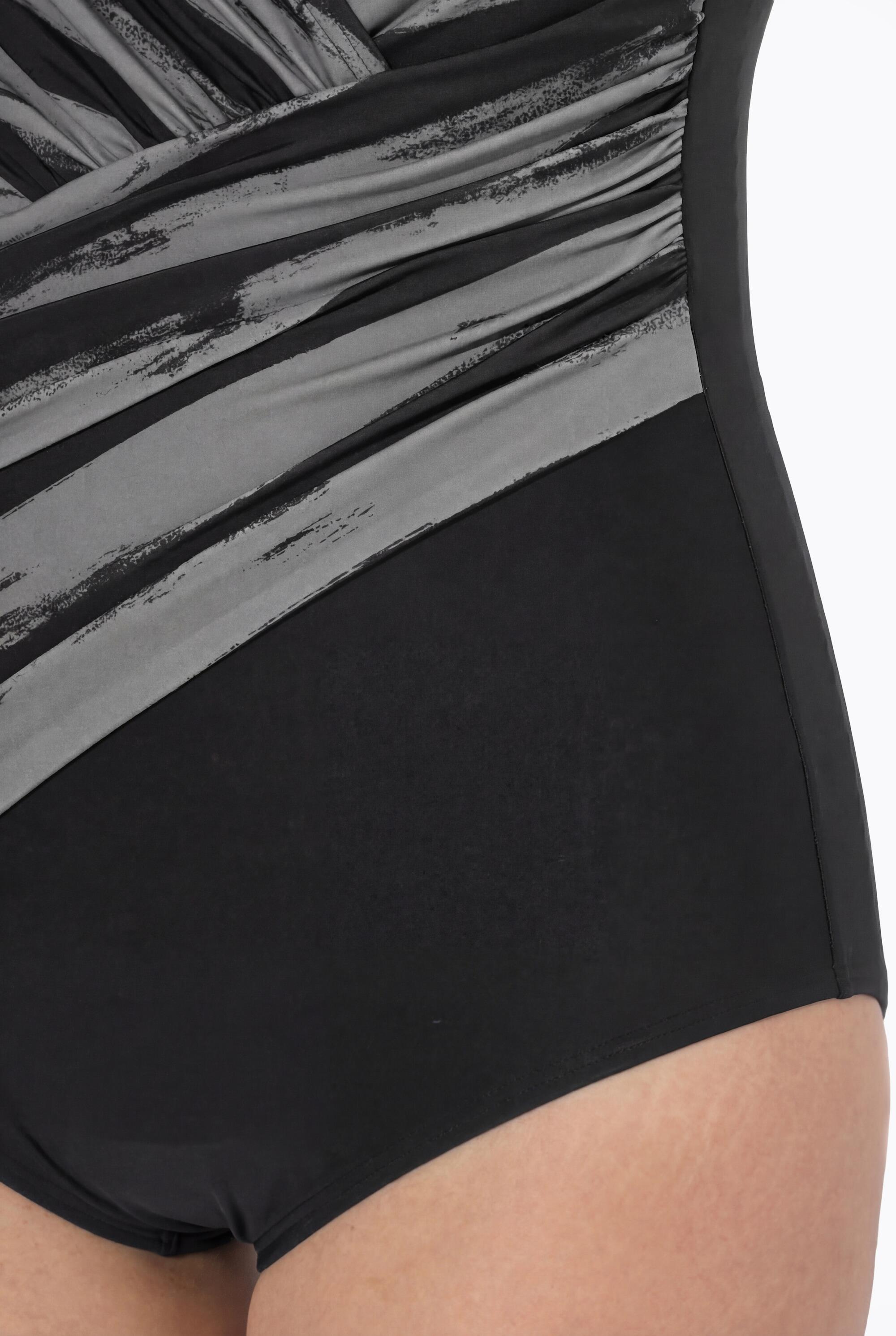 Dames Badpak strepen zachte cups draperie gerecycled 4/7