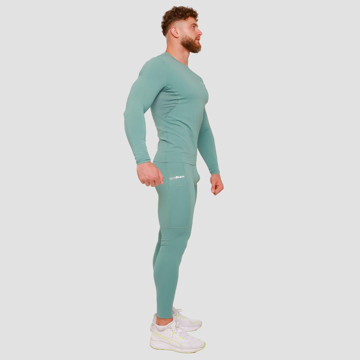 Uomo palestra t-shirt compressiva a maniche lunghe 270 GSM blu 5/6