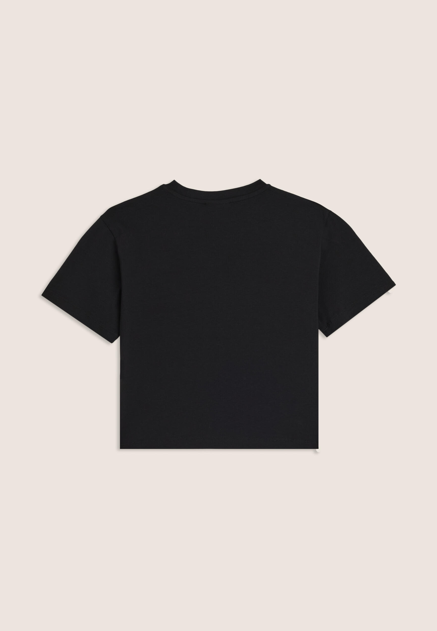 T-shirt Junior cropped con grafica in strass e paillettes 2/3
