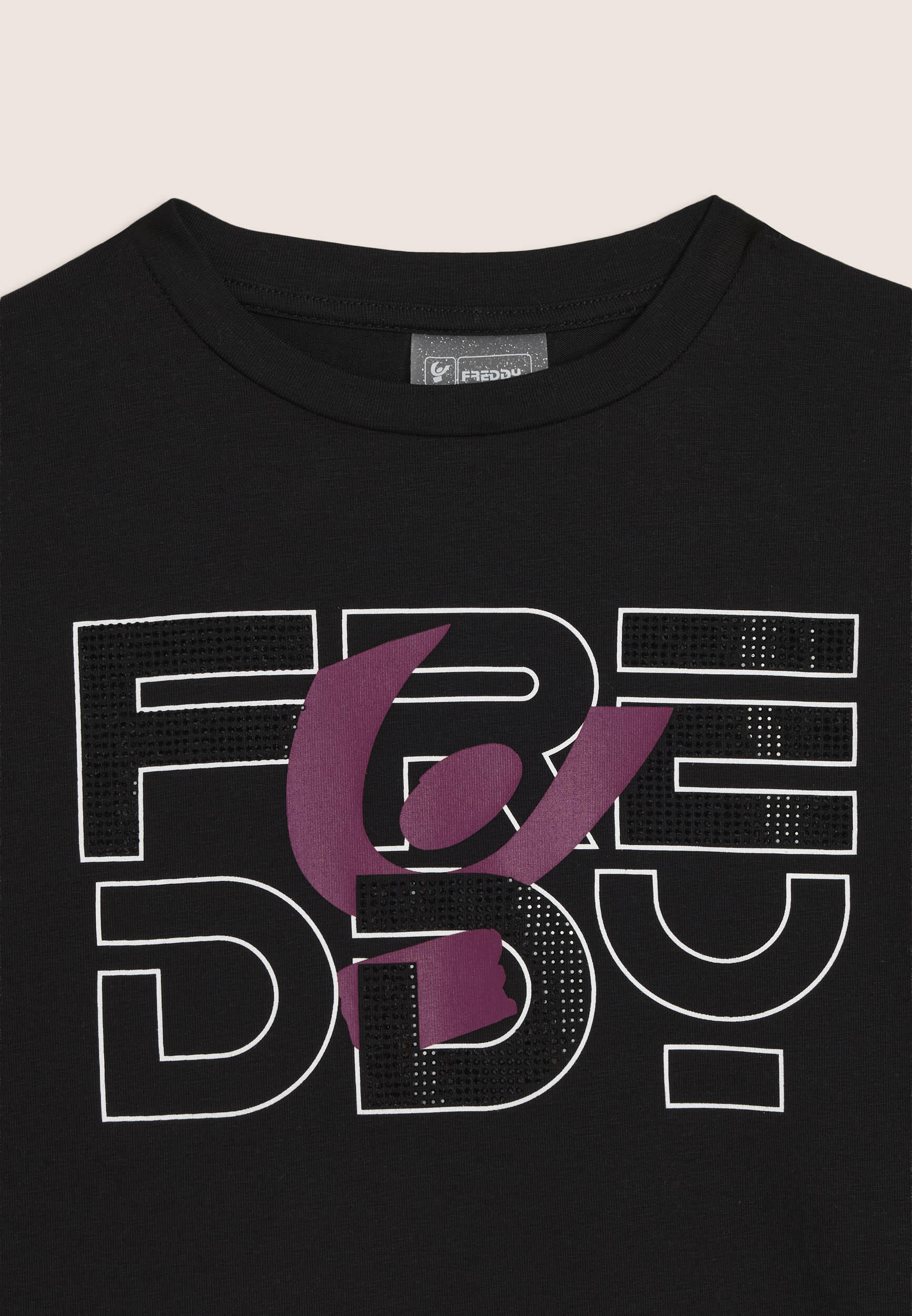T-shirt Junior con logo in strass e cuciture a contrasto 3/3