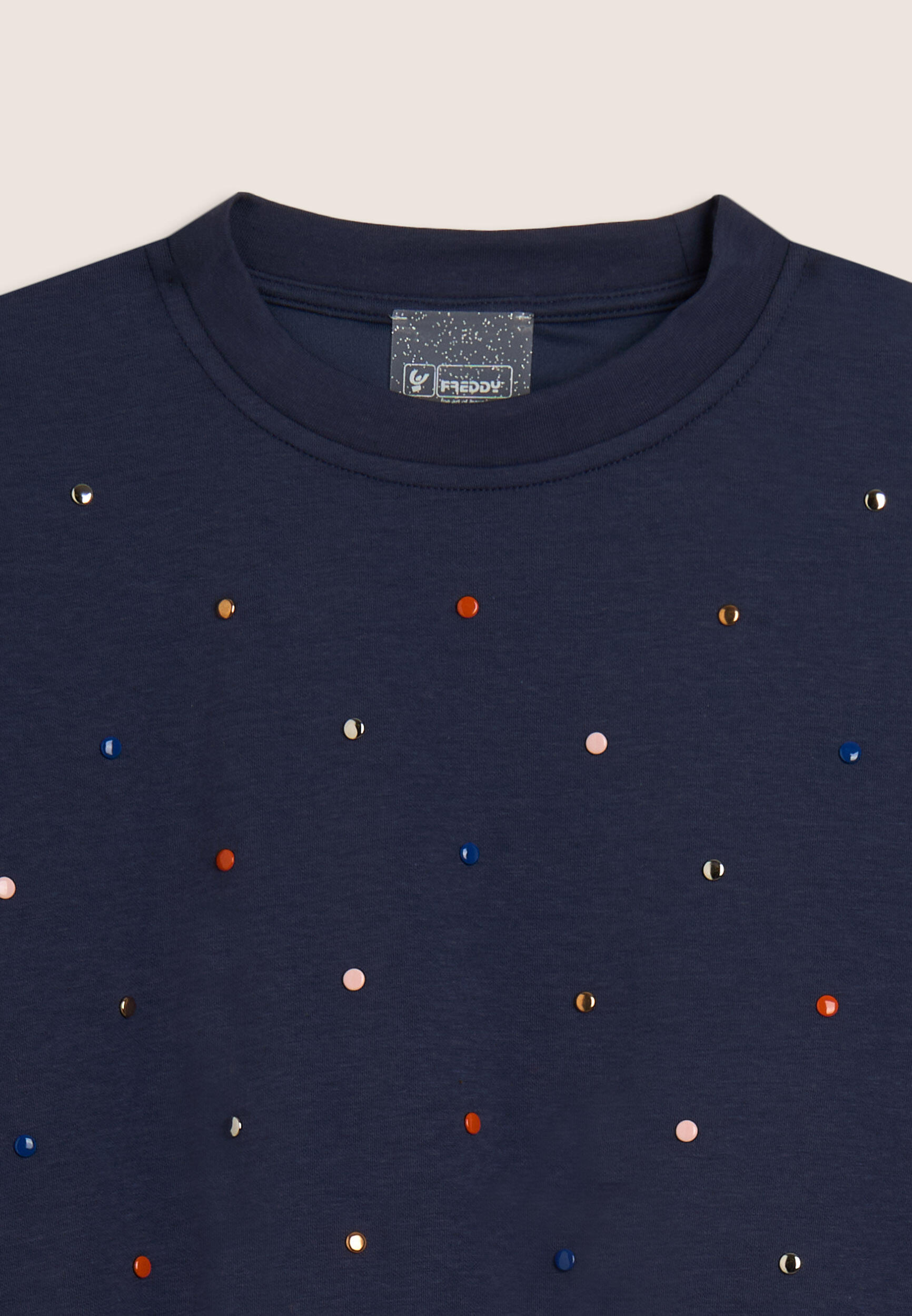 Felpa Junior cropped girocollo con strass multicolore 3/3