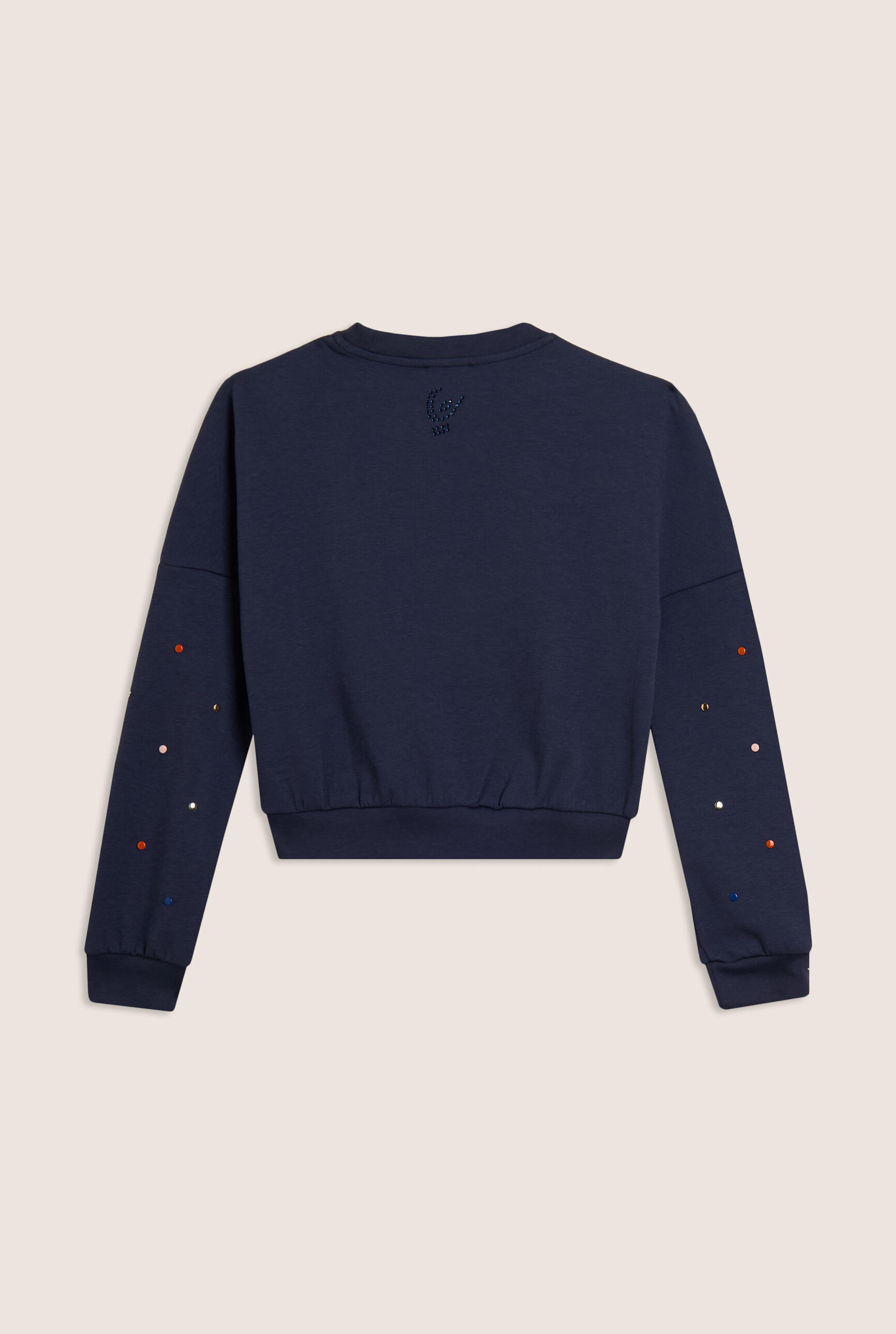 Felpa Junior cropped girocollo con strass multicolore 2/3