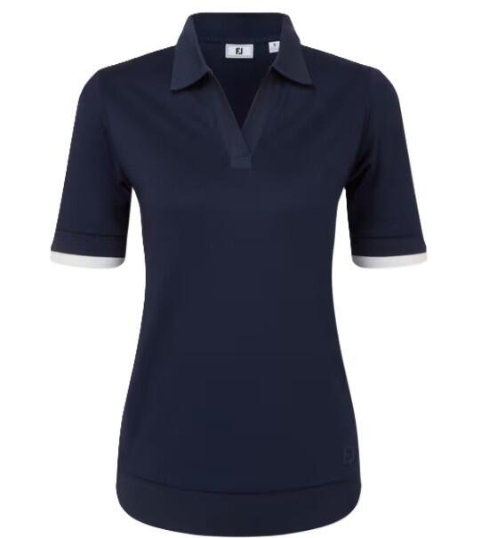 Polo da golf da donna Footjoy Knit, blu navy 3/5
