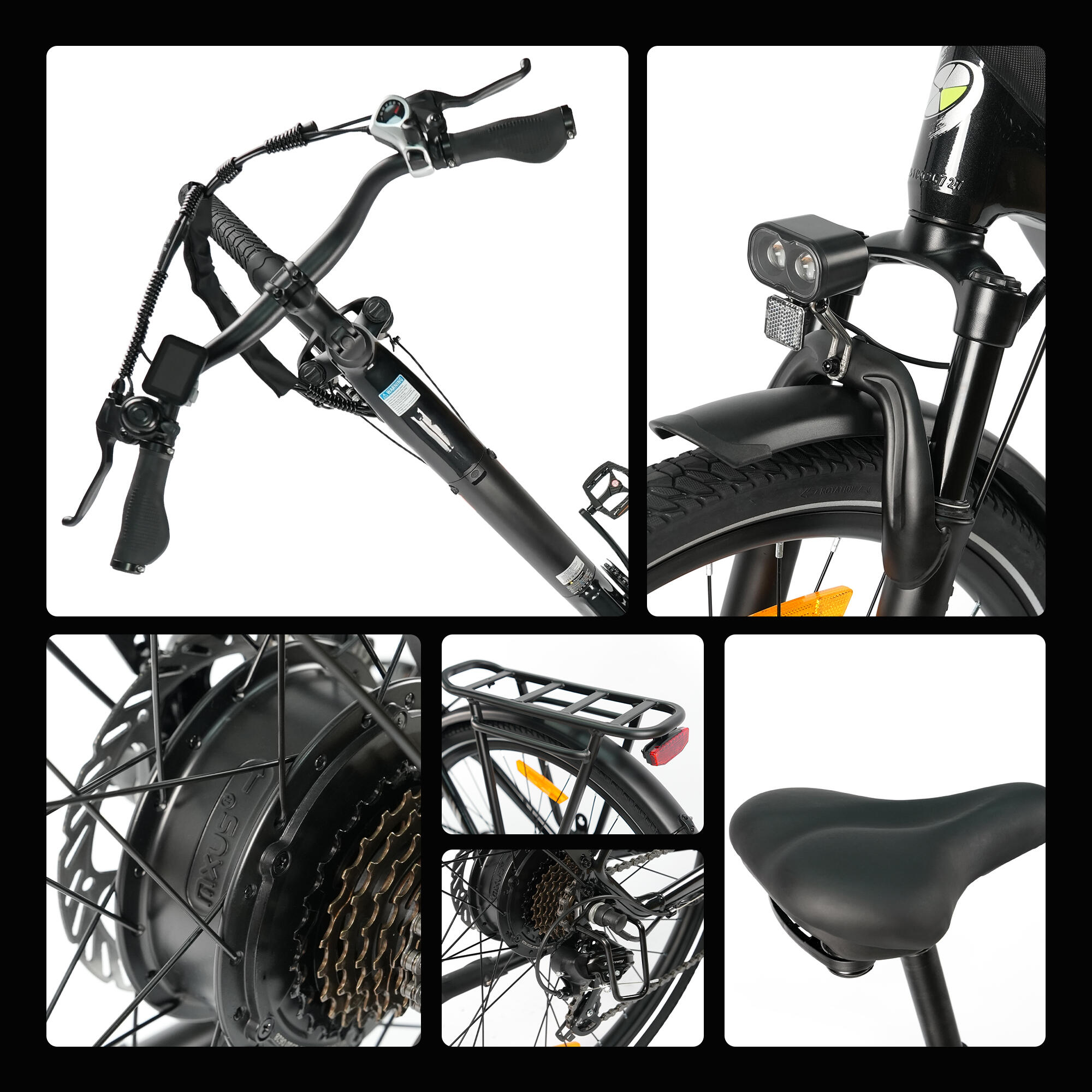 Homem/Mulher 2026 C3SE 120km 28" 7v E-bike preto 4/8
