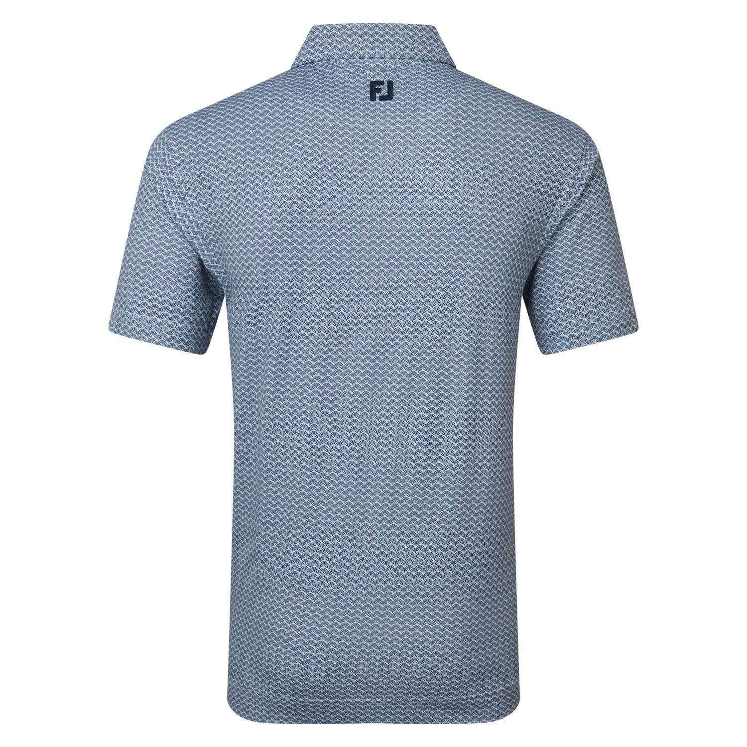 Polo de golf bleu Footjoy Scallop Geo Pique pour hommes 5/5