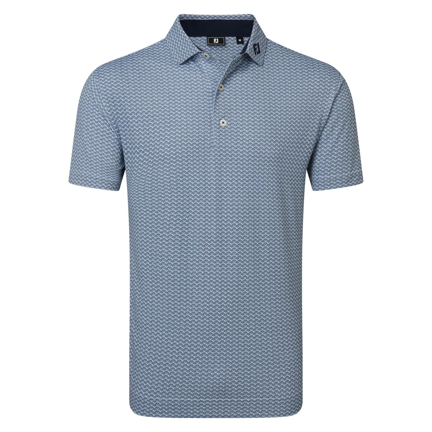 Polo de golf bleu Footjoy Scallop Geo Pique pour hommes 4/5