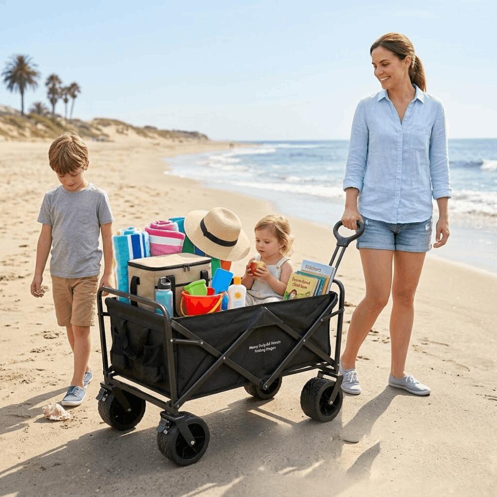 Devessport Carro de Playa Plegable con Ruedas Todoterreno de 8 Pulgadas 7/7