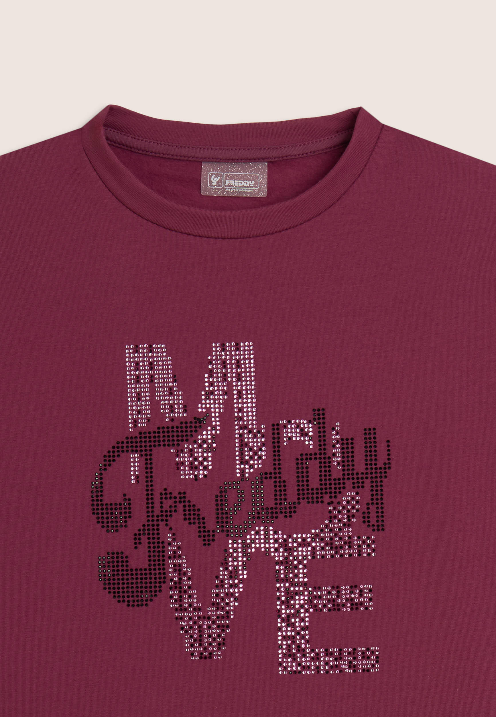 Felpa Junior girocollo con grafica "FREDDY MOVE" in strass 3/3