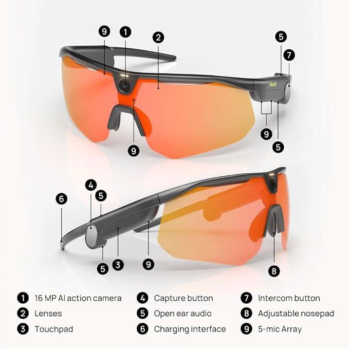 Unisex Ciclismo Gafas Inteligentes Cámara Deportiva Audio Open Ear Ranger 6/7