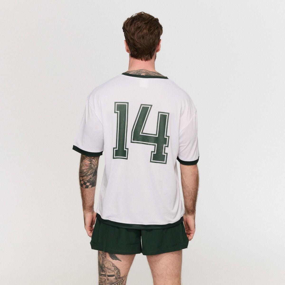 Koszulka męska fitness oversize biała Varsity 4/7