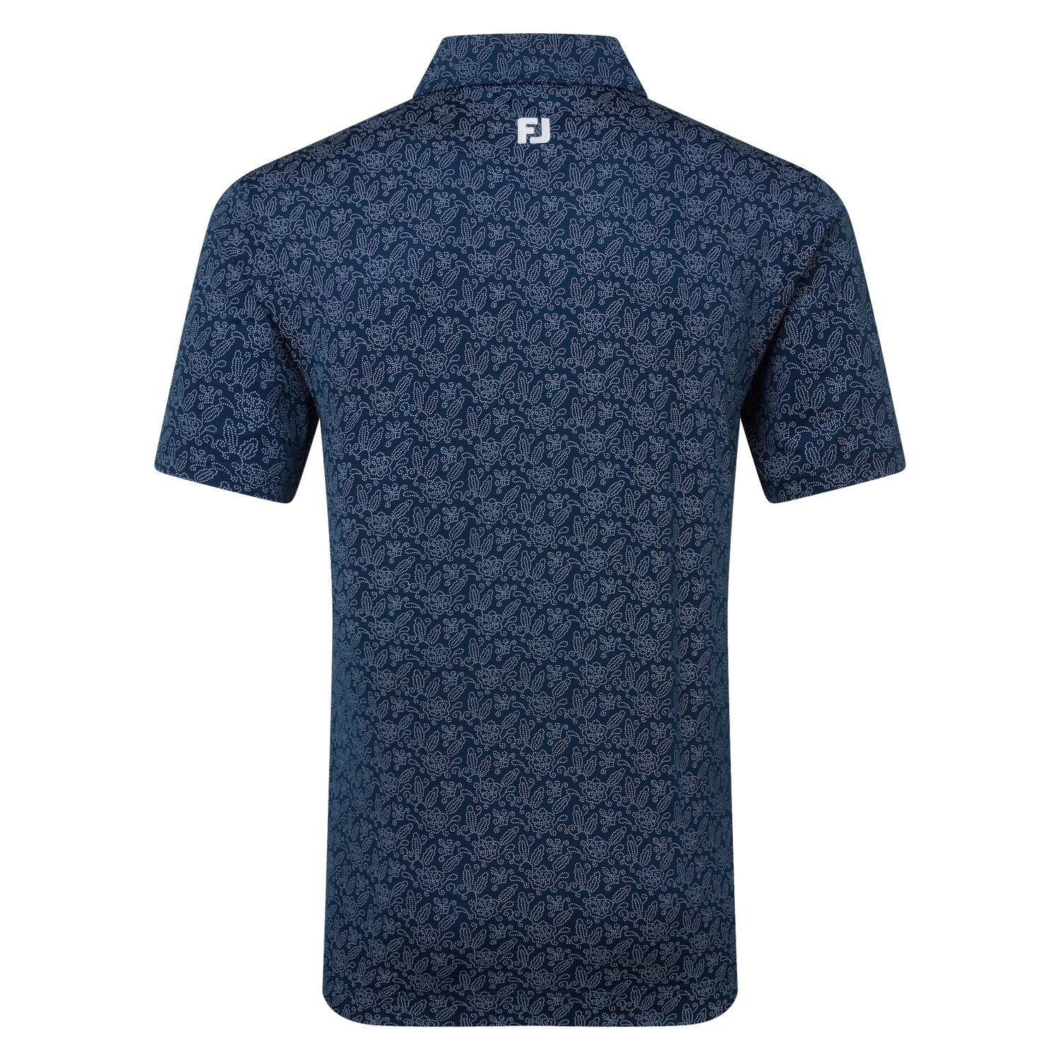 Polo Golf Footjoy Wingtip Floral Lisle Hombre Azul Marino 5/5