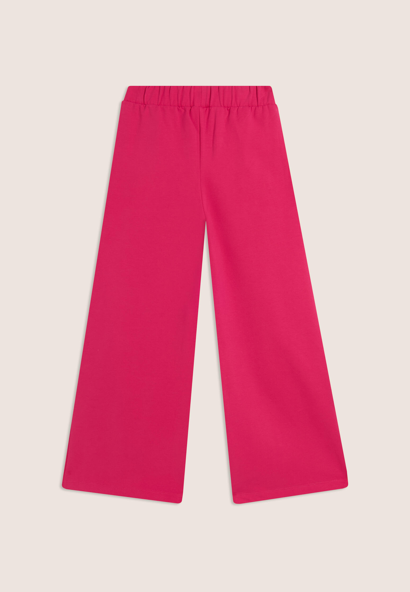 Pantaloni Junior wide leg in cotone con logo gommato 2/3