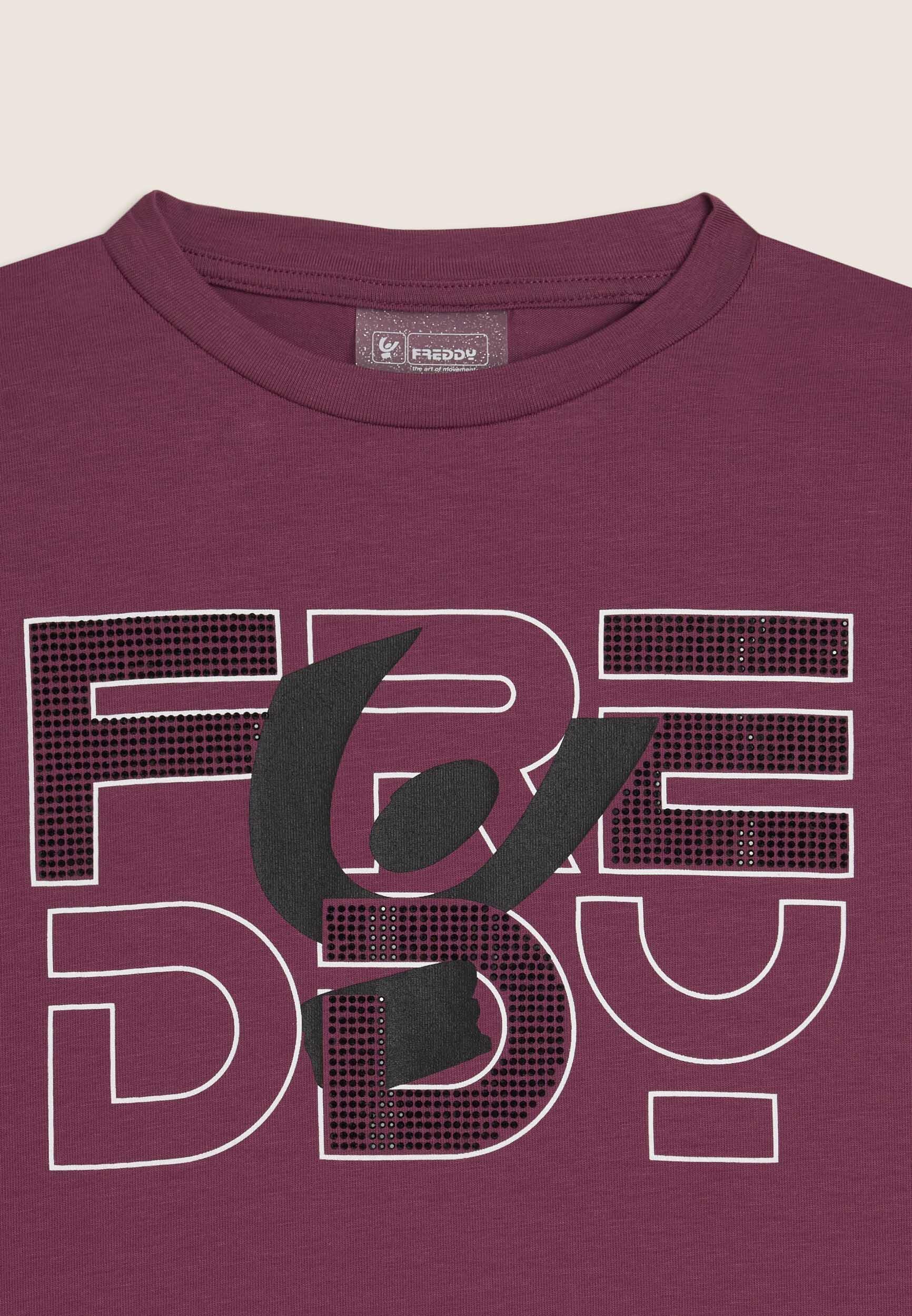 T-shirt Junior con logo in strass e cuciture a contrasto 3/3