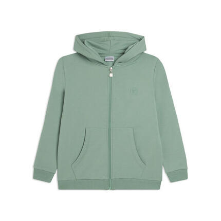 Sweat-shirt Junior à capuche avec zip intégrale et logo en caoutchouc