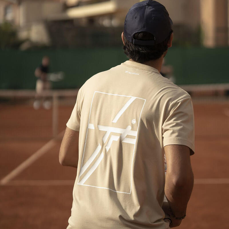 Tricou casual 22gratsa5 cu mânecă scurtă bej bărbătesc