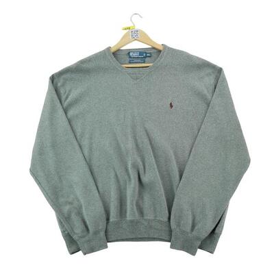 Tweedehands - polo ralph lauren heren trui v-hals grijs - goede staat