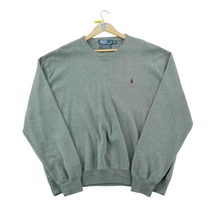 Seconde vie - Pull Homme Col V Gris - Bon état