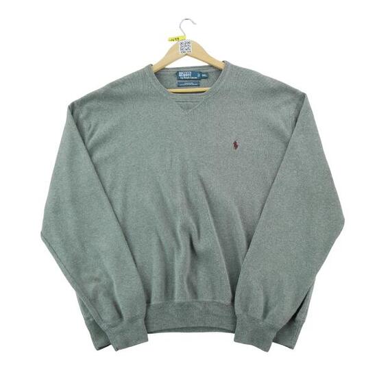 Seconde vie - Pull Homme Col V Gris - Bon état