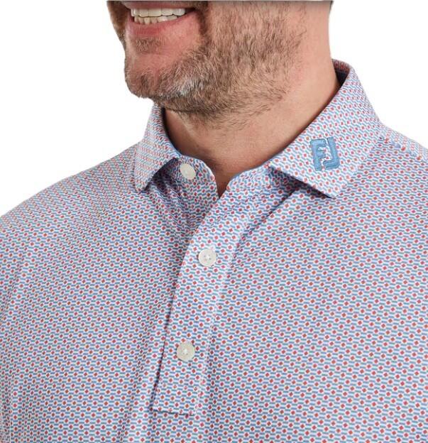 Polo Golf Footjoy Nautical Flag Print Lisle Hombre Azul Y Rojo 3/5