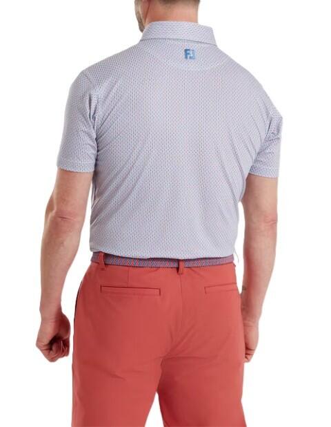 Polo Golf Footjoy Nautical Flag Print Lisle Hombre Azul Y Rojo 2/5