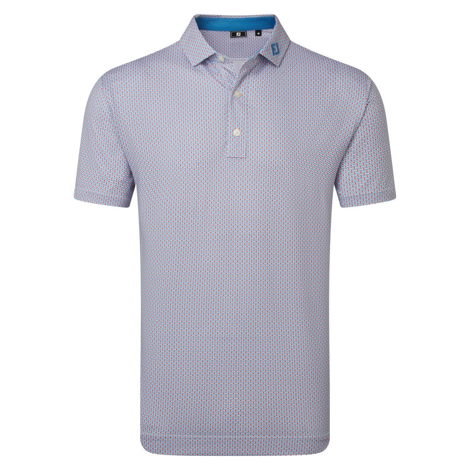 Polo Golf Footjoy Nautical Flag Print Lisle Hombre Azul Y Rojo 4/5