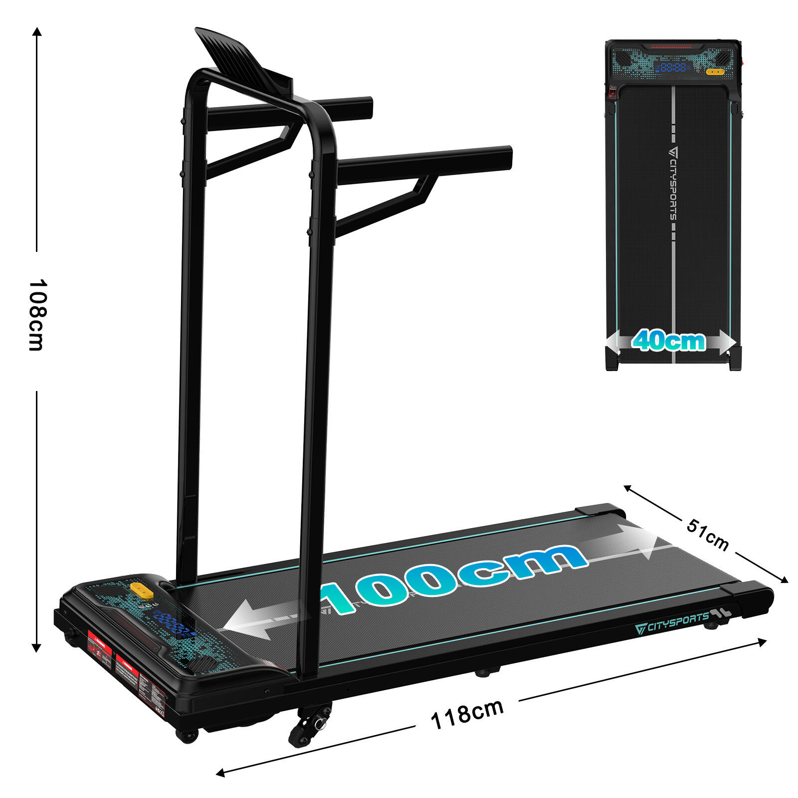 Bieżnia elektryczna dorosły fitness WP6FK zdejmowane podłokietniki nachylenie13% 2/6