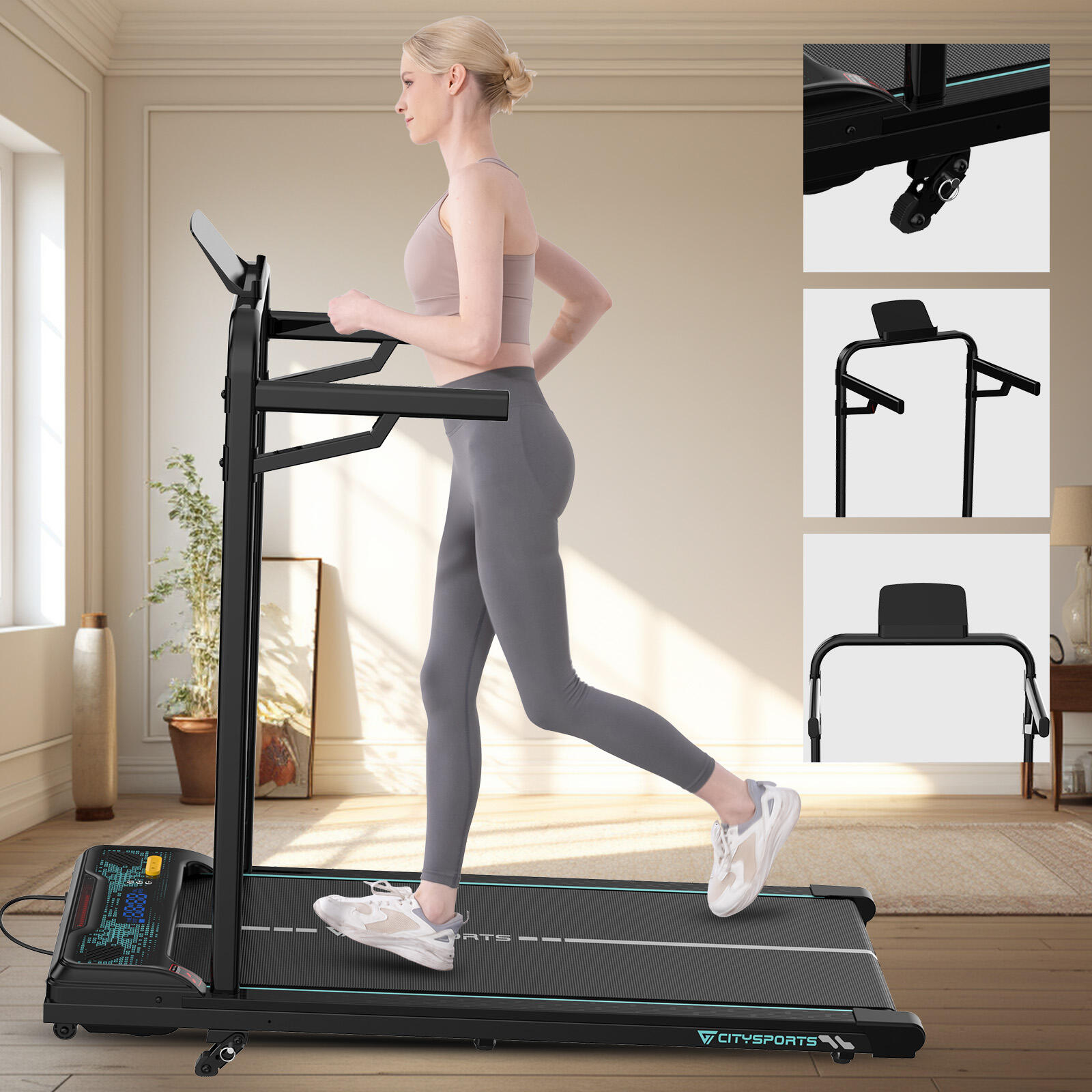 Bieżnia elektryczna dorosły fitness WP6FK zdejmowane podłokietniki nachylenie13% 4/6