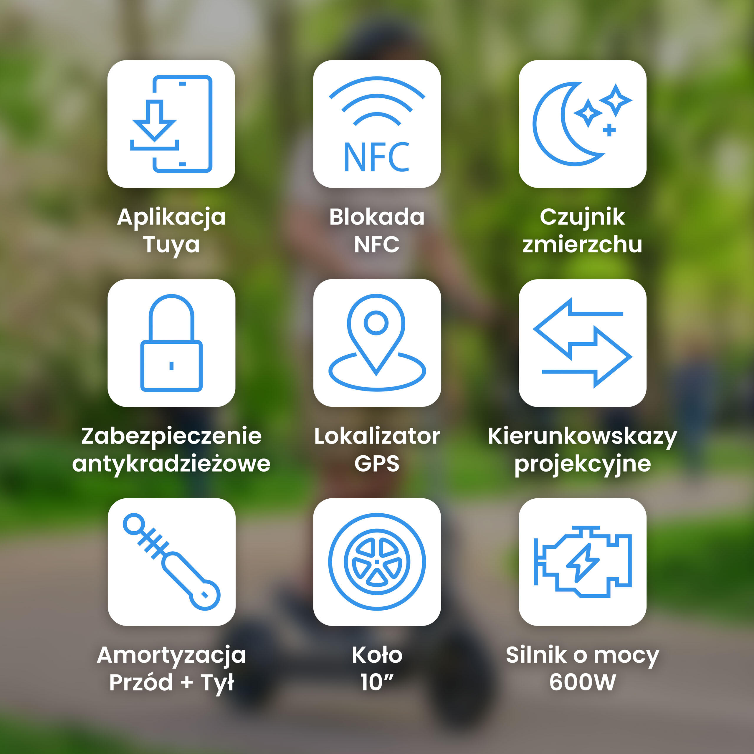 Monopattino elettrico Motus Scooty 10 Pro 600W 15Ah 70km NFC sospensione LED 3/7