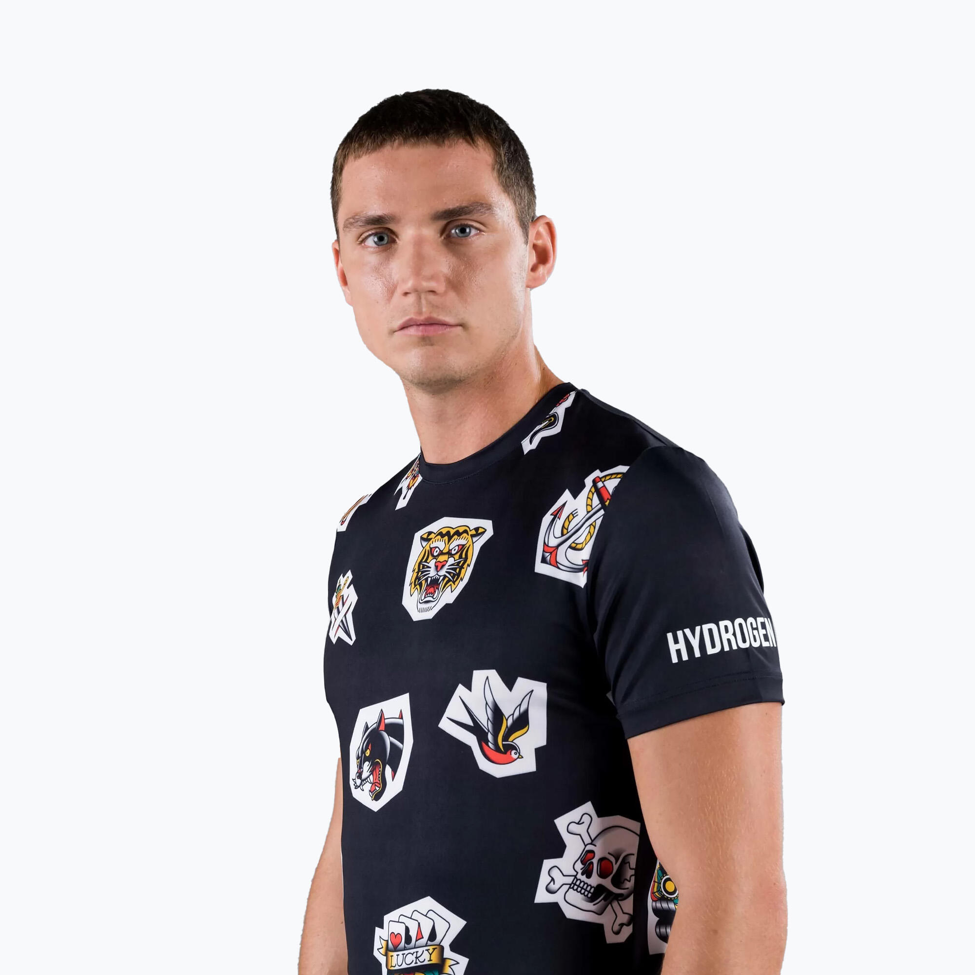 T-shirt de tennis homme HYDROGEN Tattoo Tech 6/7