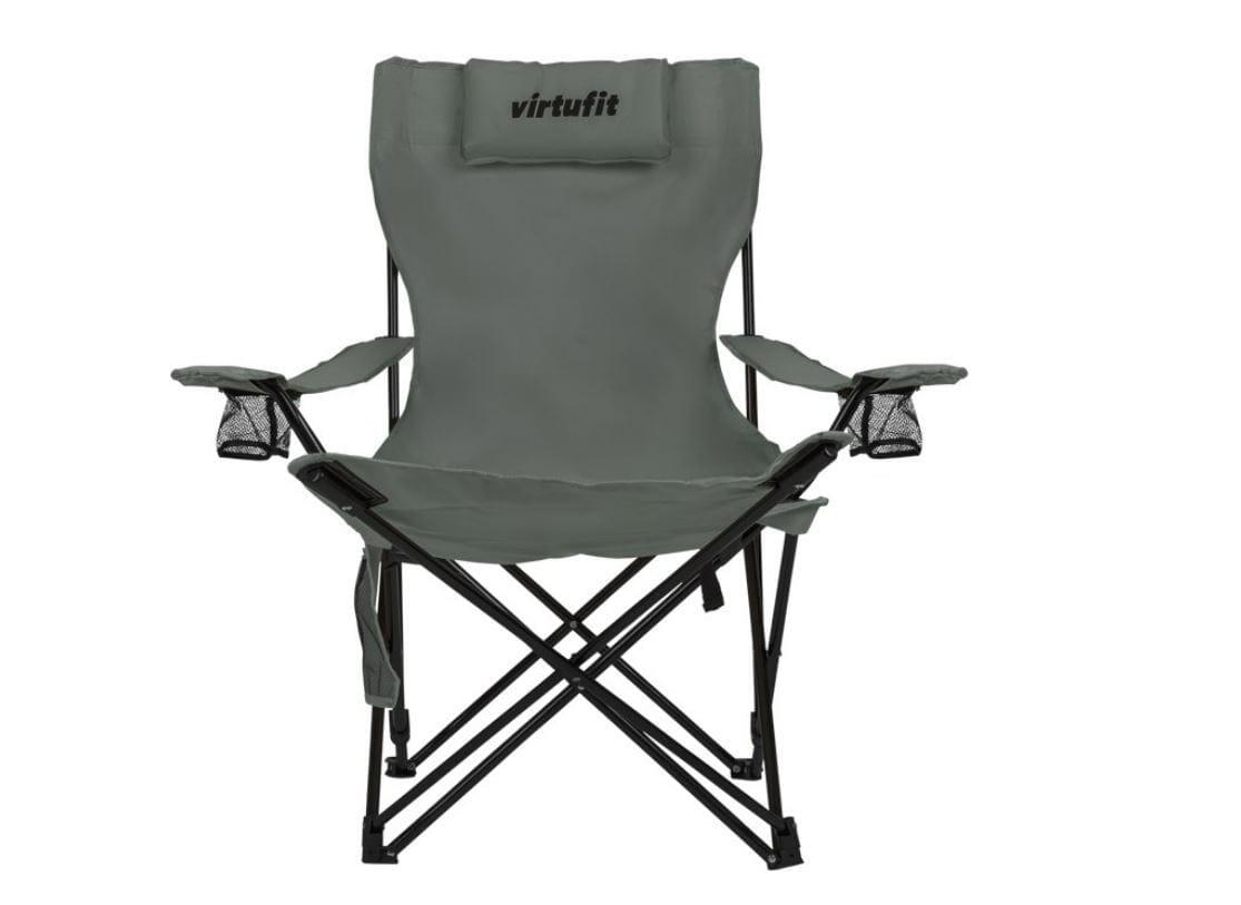 Silla de camping - Plegable - Con reposapiés - Gris 4/8