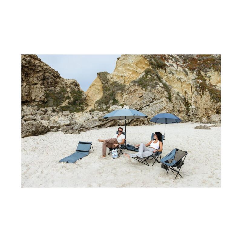 VirtuFit Umbrela de Plaja cu Paravan de Vant, 180x115 cm Gri