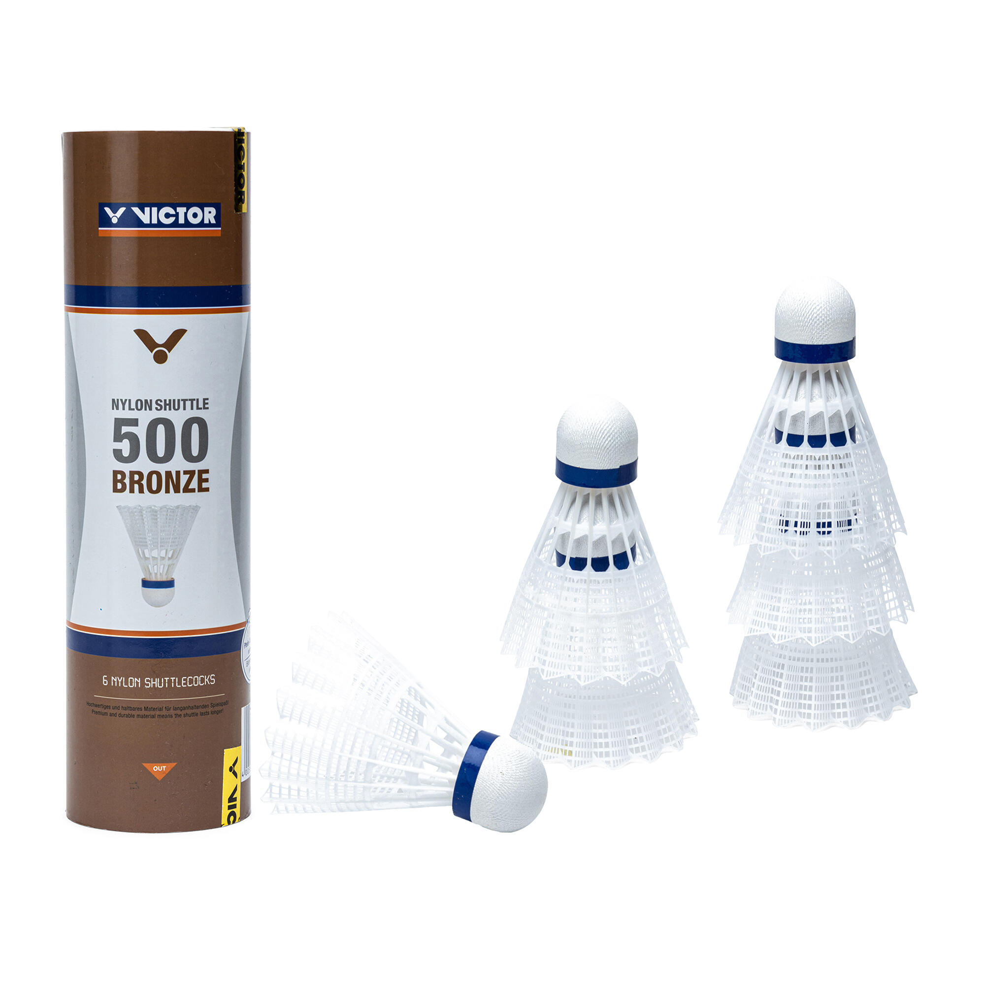 Tube de 6 volants de badminton Victor Nylon 500 4/4